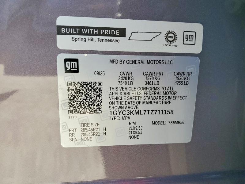 2026 Cadillac Vistiq მანქანა იყიდება აუქციონზე, vin: 1GYC3KML7TZ711158, აუქციონის ნომერი: 61434146