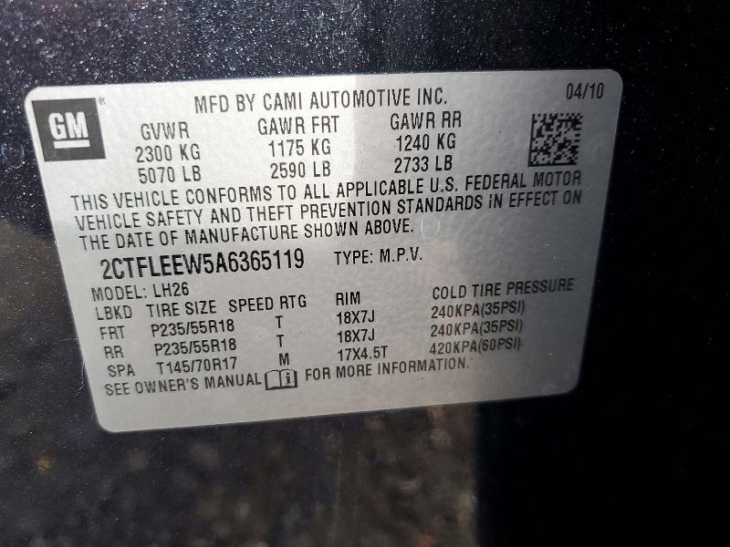 Aukcja sprzedaży 2010 Gmc Terrain, vin: 2CTFLEEW5A6365119, numer aukcji: 62435086