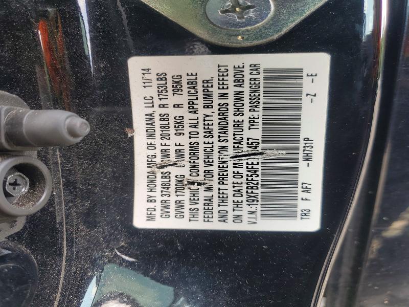 Aukcja sprzedaży 2015 Honda Civic, vin: 19XFB2F54FE015457, numer aukcji: 61022906