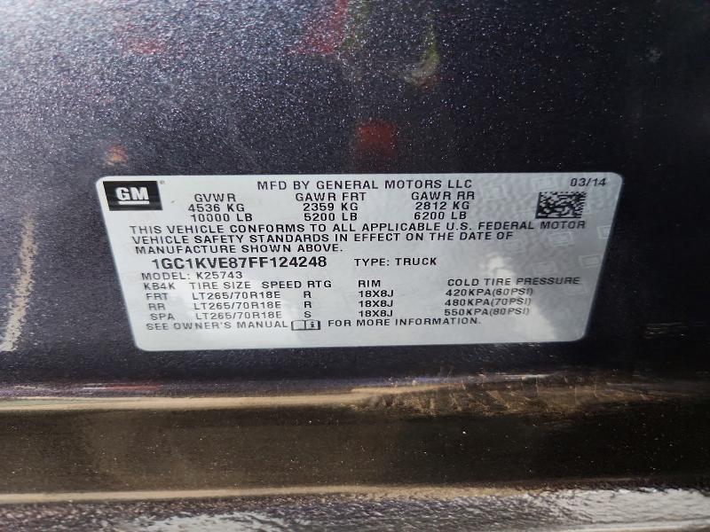2015 Chevrolet Silverado მანქანა იყიდება აუქციონზე, vin: 1GC1KVE87FF124248, აუქციონის ნომერი: 61531386