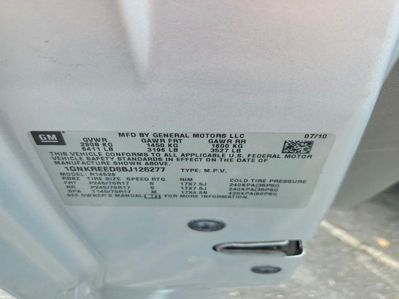 61344006 :رقم المزاد ، 1GNKREED8BJ126277 vin ، 2011 Chevrolet Traverse مزاد بيع