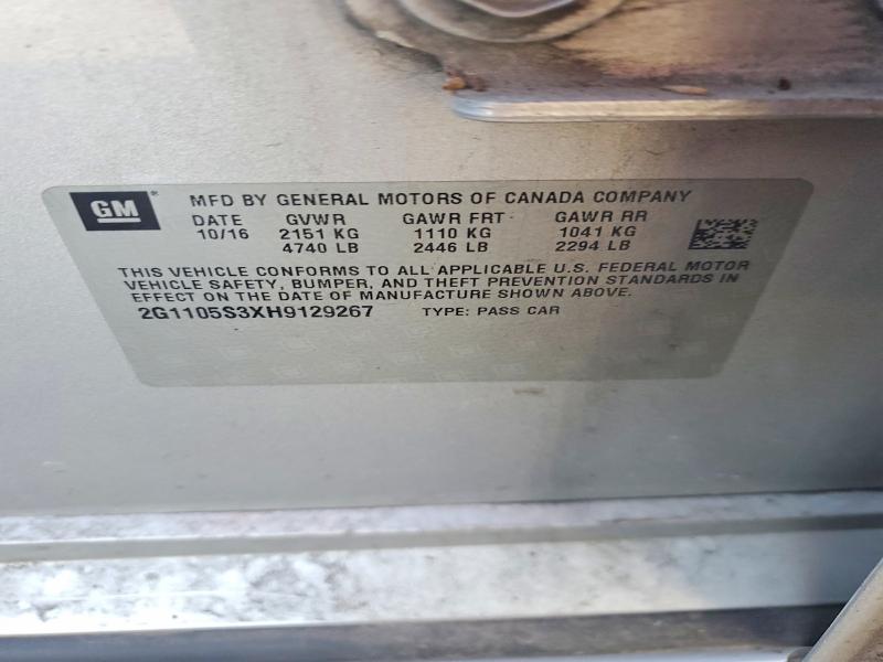Продажа на аукционе авто 2017 Chevrolet Impala, vin: 2G1105S3XH9129267, номер лота: 61835546