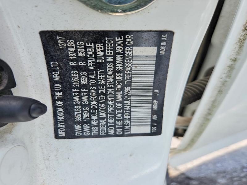 Продаж на аукціоні авто 2018 Honda Civic, vin: SHHFK7H41JU212296, номер лоту: 60630476