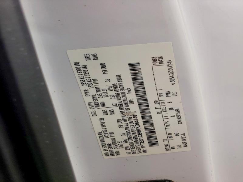 61185516 :رقم المزاد ، 1FTEX1CB0KKD64740 vin ، 2019 Ford F150 مزاد بيع
