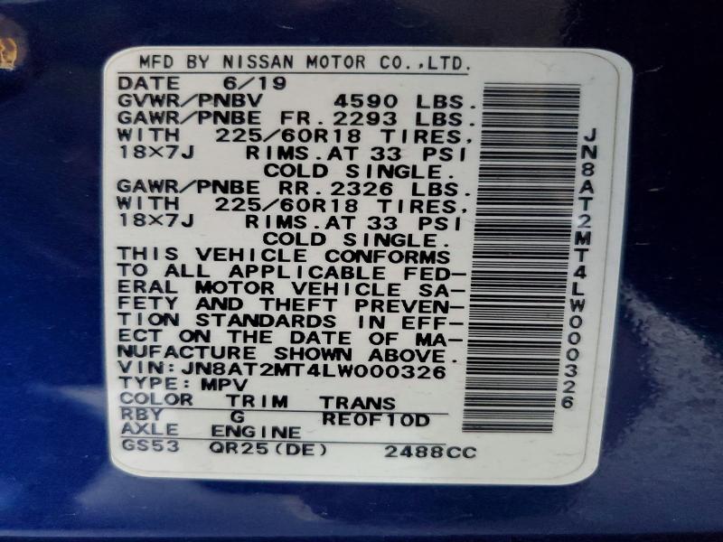 Aukcja sprzedaży 2020 Nissan Rogue, vin: JN8AT2MT4LW000326, numer aukcji: 61437586