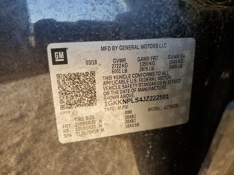Aukcja sprzedaży 2018 Gmc Acadia, vin: 1GKKNPLS4JZ222591, numer aukcji: 60242686