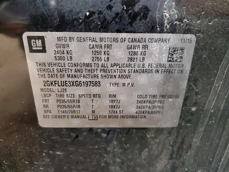 61411026 :رقم المزاد ، 2GKFLUE3XG6197583 vin ، 2016 Gmc Terrain مزاد بيع