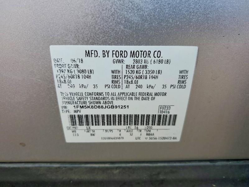 Продажа на аукционе авто 2018 Ford Explorer, vin: 1FM5K8D88JGB91251, номер лота: 61551366