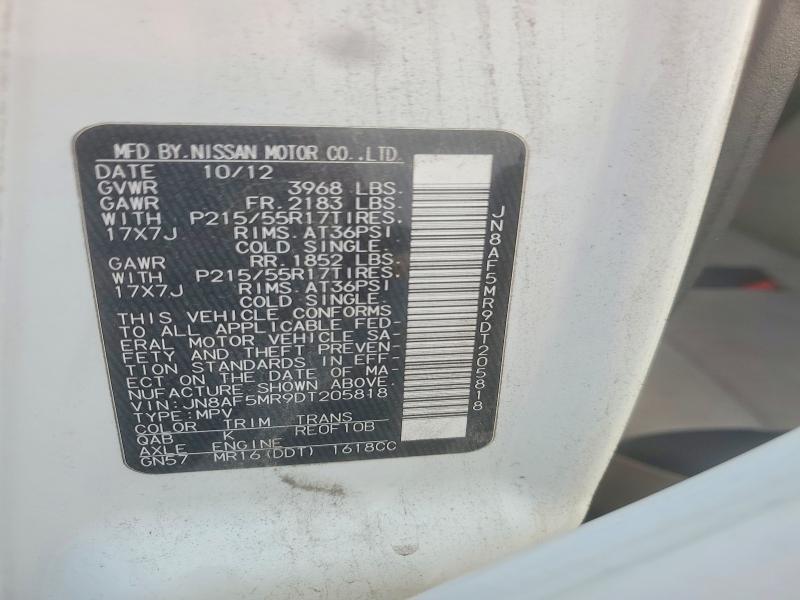 Aukcja sprzedaży 2013 Nissan Juke, vin: JN8AF5MR9DT205818, numer aukcji: 62096826