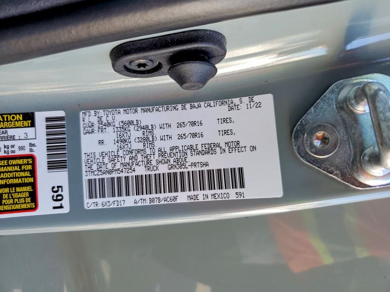 Продажа на аукционе авто 2023 Toyota Tacoma, vin: 3TMCZ5AN0PM547254, номер лота: 62378426