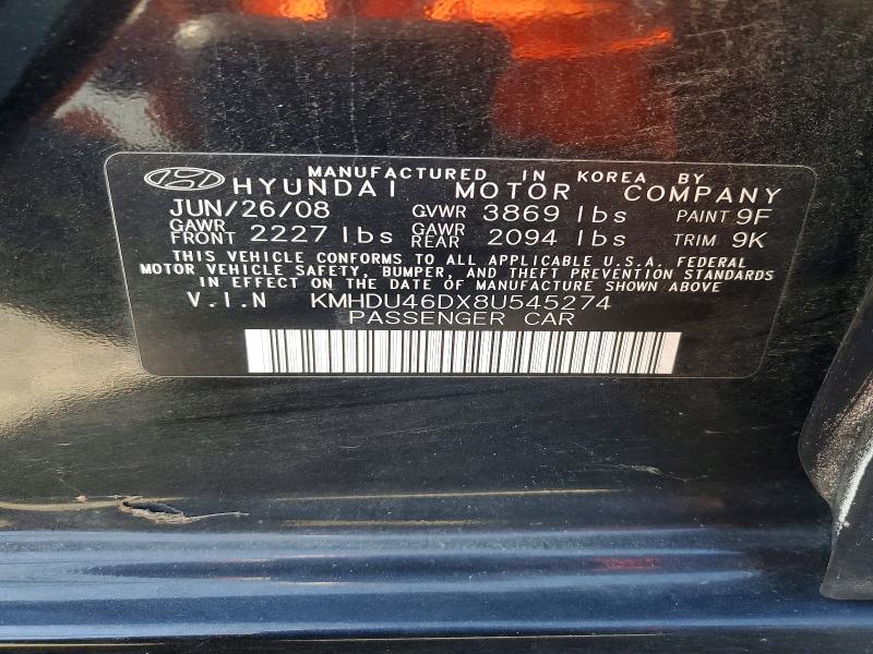 Aukcja sprzedaży 2008 Hyundai Elantra, vin: KMHDU46DX8U545274, numer aukcji: 59192776