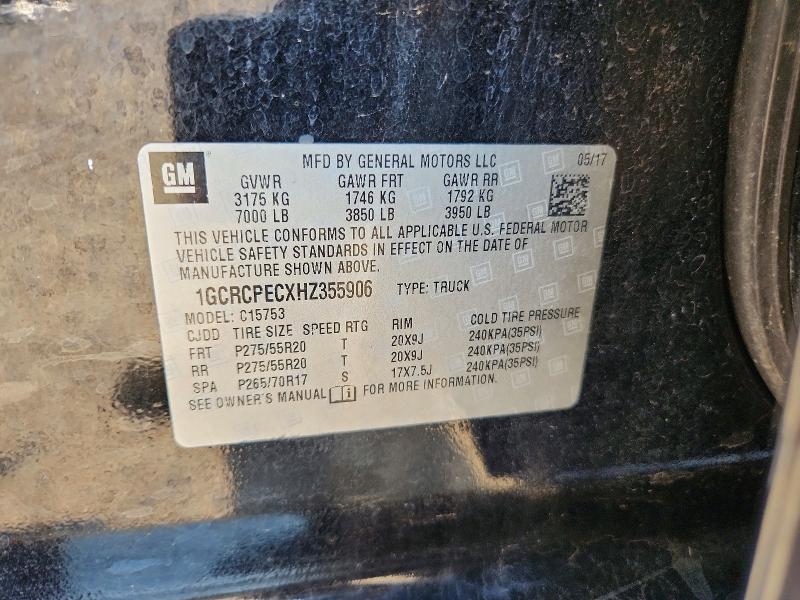 Продаж на аукціоні авто 2017 Chevrolet Silverado, vin: 1GCRCPECXHZ355906, номер лоту: 58983286