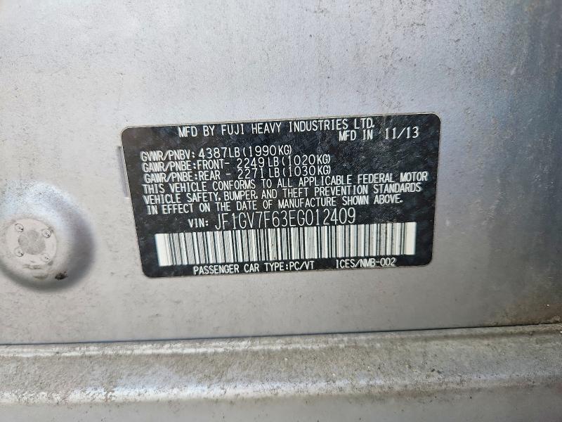 Продаж на аукціоні авто 2014 Subaru Impreza, vin: JF1GV7F63EG012409, номер лоту: 60170836