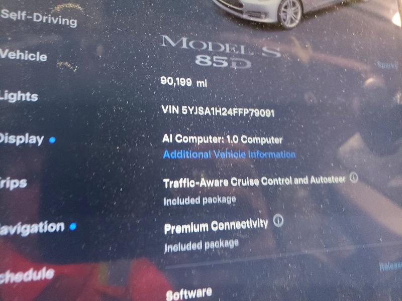61877266 :رقم المزاد ، 5YJSA1H24FFP79091 vin ، 2015 Tesla Model S مزاد بيع