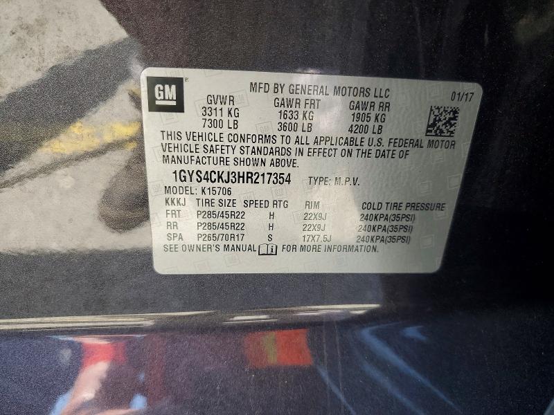 Продаж на аукціоні авто 2017 Cadillac Escalade, vin: 1GYS4CKJ3HR217354, номер лоту: 60865206