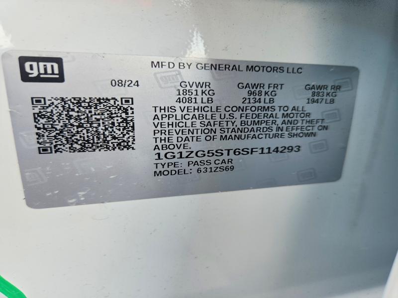 76294055 :رقم المزاد ، 1G1ZG5ST6SF114293 vin ، 2025 Chevrolet Malibu مزاد بيع