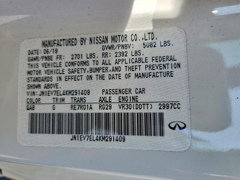 Продаж на аукціоні авто 2019 Infiniti Q60, vin: JN1EV7EL4KM291409, номер лоту: 61720916