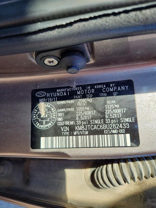 Продажа на аукционе авто 2011 Hyundai Tucson, vin: KM8JTCAC6BU282433, номер лота: 62072226