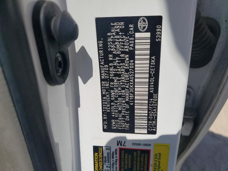 2010 Toyota Camry მანქანა იყიდება აუქციონზე, vin: 4T1BF3EKXAU527004, აუქციონის ნომერი: 59982756