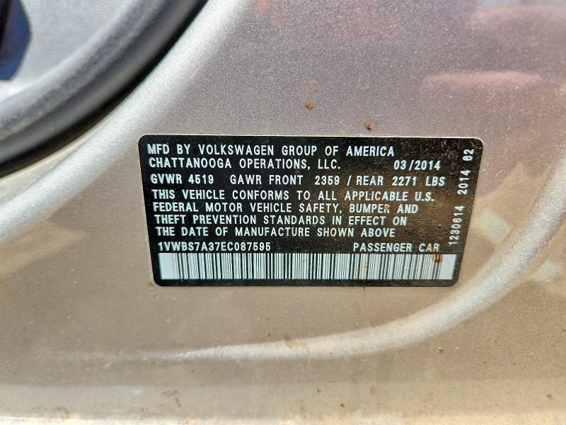 Aukcja sprzedaży 2014 Volkswagen Passat, vin: 1VWBS7A37EC087595, numer aukcji: 61839616
