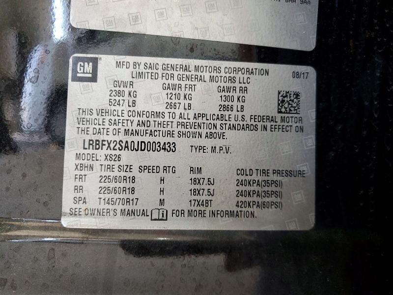 Aukcja sprzedaży 2018 Buick Envision, vin: LRBFX2SA0JD003433, numer aukcji: 59683276