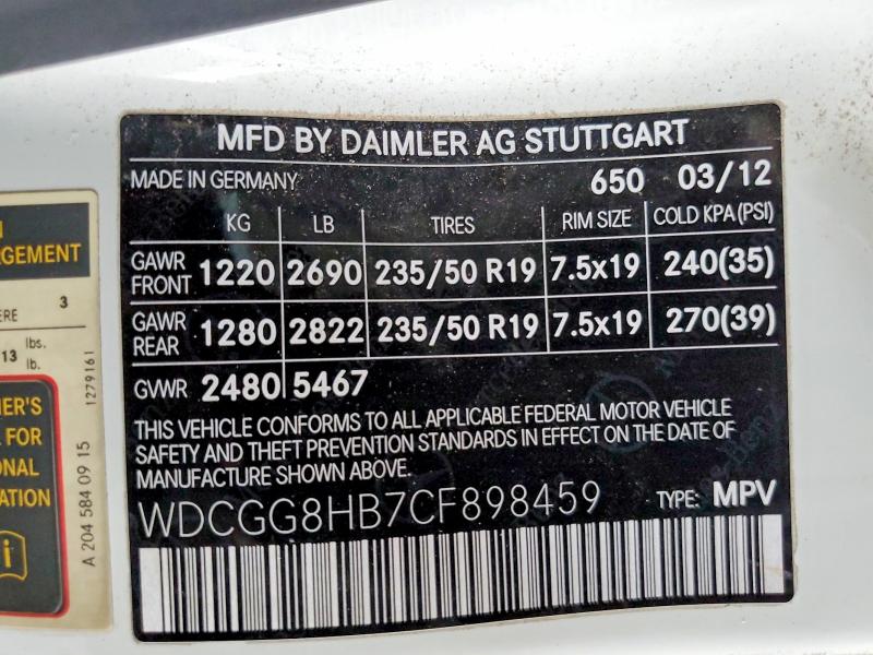 Продаж на аукціоні авто 2012 Mercedes-benz Glk, vin: WDCGG8HB7CF898459, номер лоту: 61056496