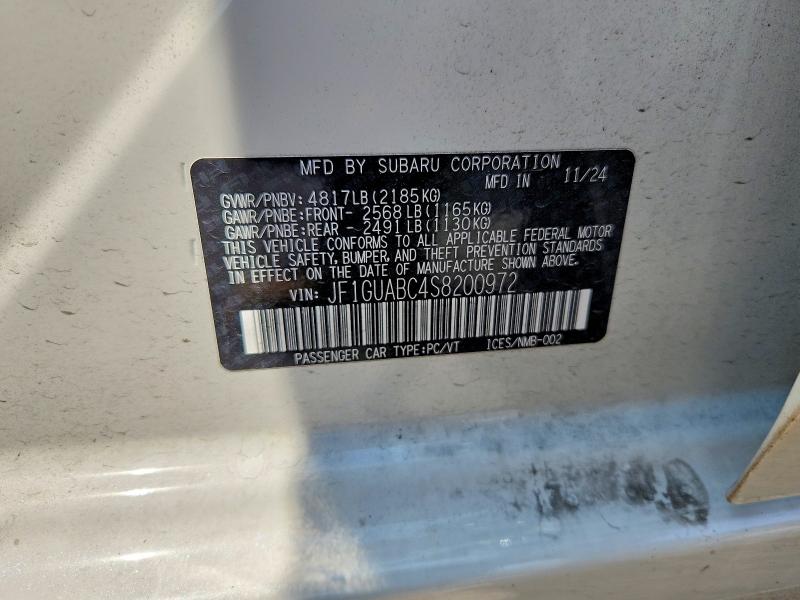 Aukcja sprzedaży 2025 Subaru Impreza, vin: JF1GUABC4S8200972, numer aukcji: 62573376