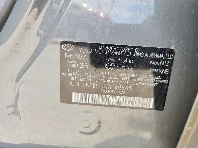 2020 Hyundai Sonata მანქანა იყიდება აუქციონზე, vin: 5NPEL4JA2LH038705, აუქციონის ნომერი: 61164546