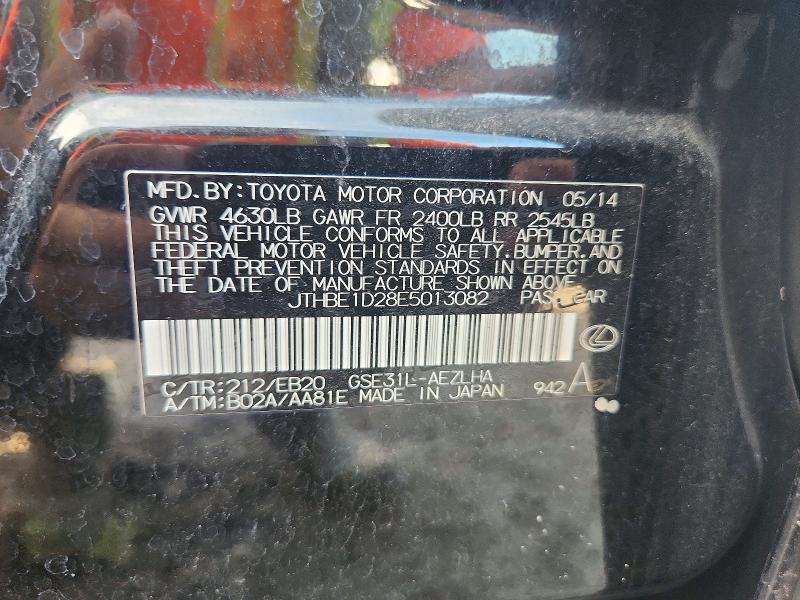 59848126 :رقم المزاد ، JTHBE1D28E5013082 vin ، 2014 Lexus Is مزاد بيع