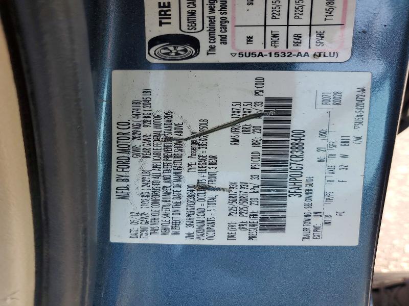 Aukcja sprzedaży 2012 Ford Fusion, vin: 3FAHP0JG7CR388400, numer aukcji: 61158296