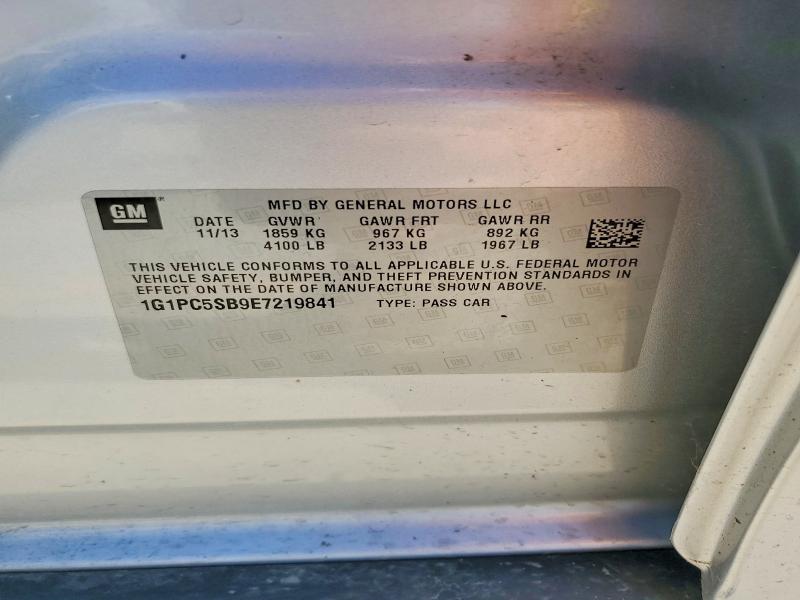2014 Chevrolet Cruze მანქანა იყიდება აუქციონზე, vin: 1G1PC5SB9E7219841, აუქციონის ნომერი: 63547246