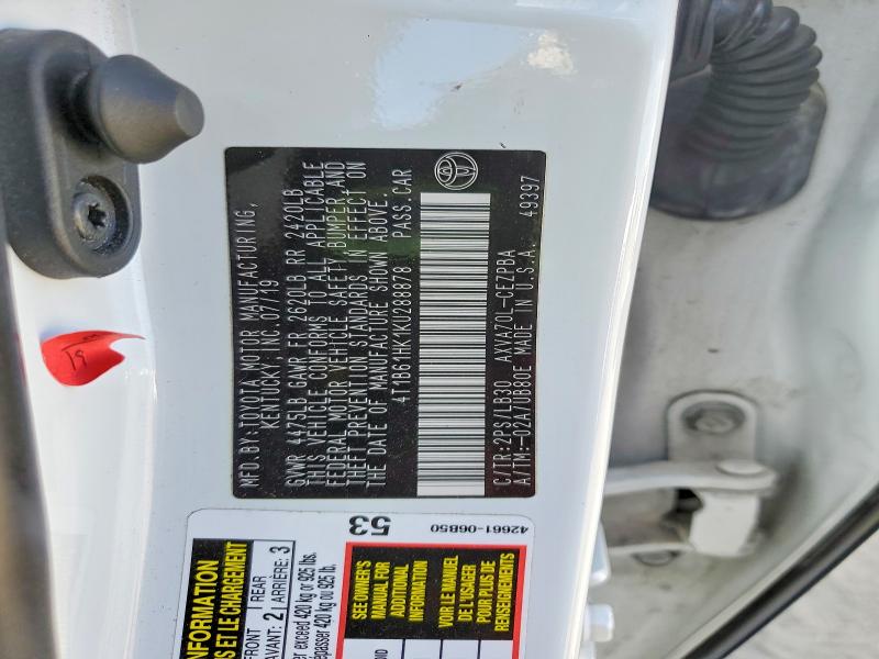 Продаж на аукціоні авто 2019 Toyota Camry, vin: 4T1B61HK1KU288878, номер лоту: 61782736