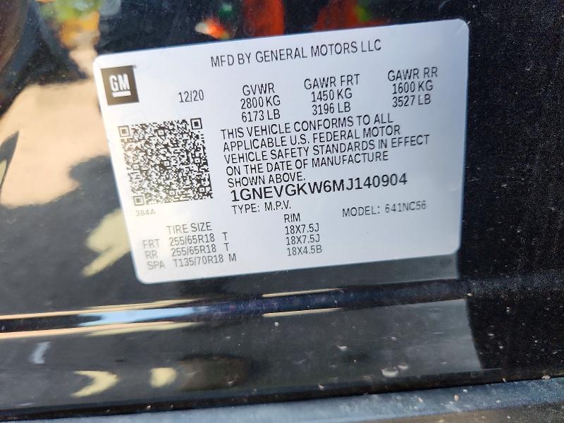 Продажа на аукционе авто 2021 Chevrolet Traverse, vin: 1GNEVGKW6MJ140904, номер лота: 61789406