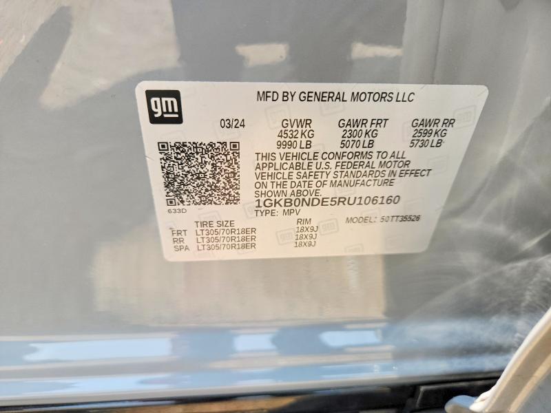 61043786 :رقم المزاد ، 1GKB0NDE5RU106160 vin ، 2024 Gmc Hummer Suv مزاد بيع