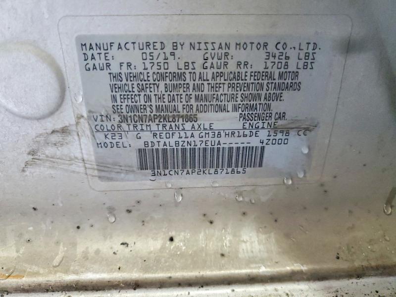 Aukcja sprzedaży 2019 Nissan Versa, vin: 3N1CN7AP2KL871865, numer aukcji: 62586386