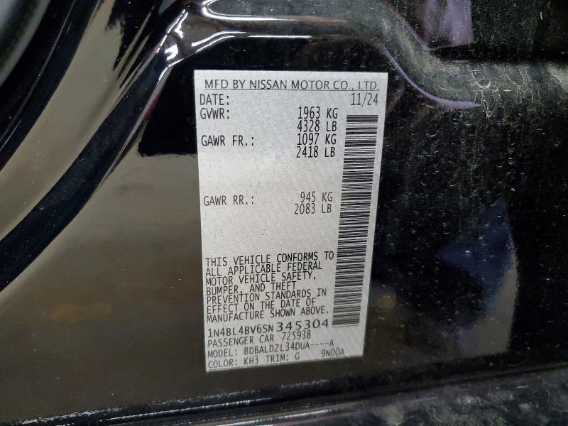 61033066 :رقم المزاد ، 1N4BL4BV6SN345304 vin ، 2025 Nissan Altima مزاد بيع