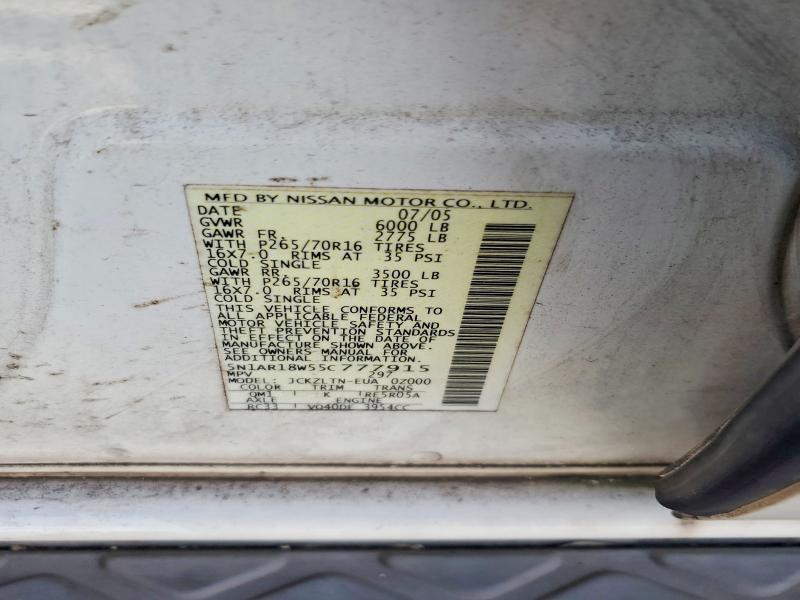 Продаж на аукціоні авто 2005 Nissan Pathfinder, vin: 5N1AR18W55C777915, номер лоту: 57124236