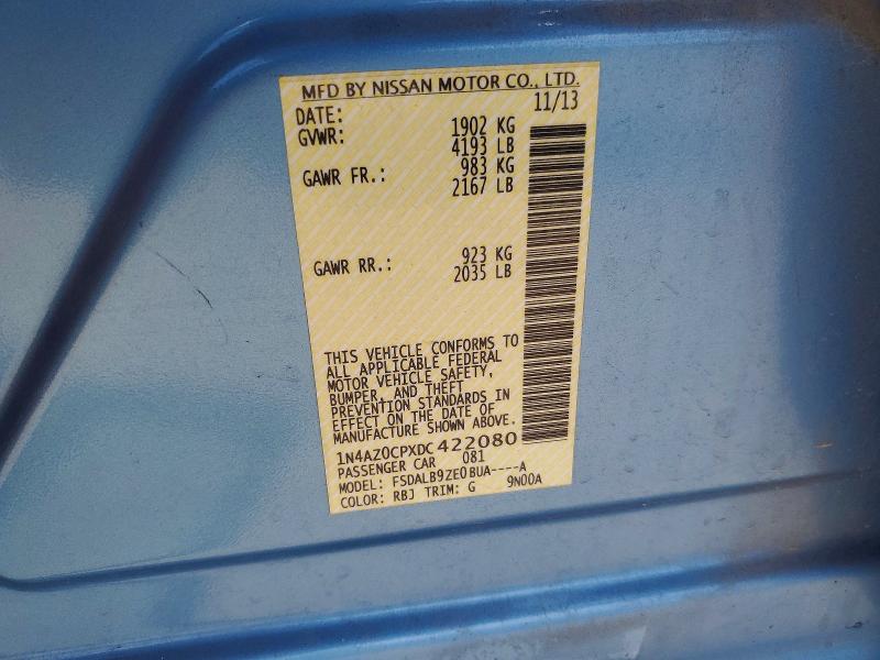 2013 Nissan Leaf მანქანა იყიდება აუქციონზე, vin: 1N4AZ0CPXDC422080, აუქციონის ნომერი: 60344876