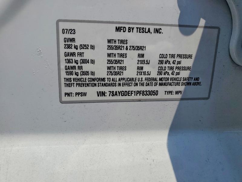 Продажа на аукционе авто 2023 Tesla Model Y, vin: 7SAYGDEF1PF833050, номер лота: 62716676