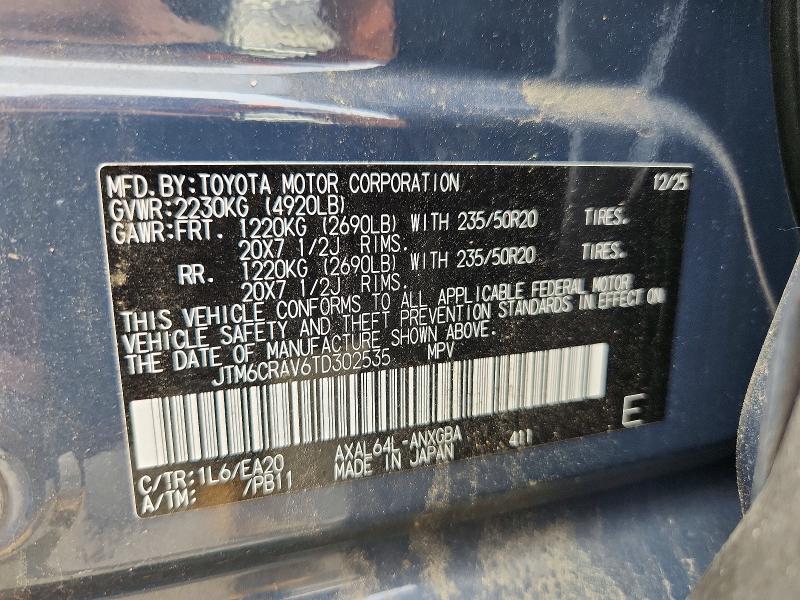 Продаж на аукціоні авто 2026 Toyota Rav4, vin: JTM6CRAV6TD302535, номер лоту: 60380456