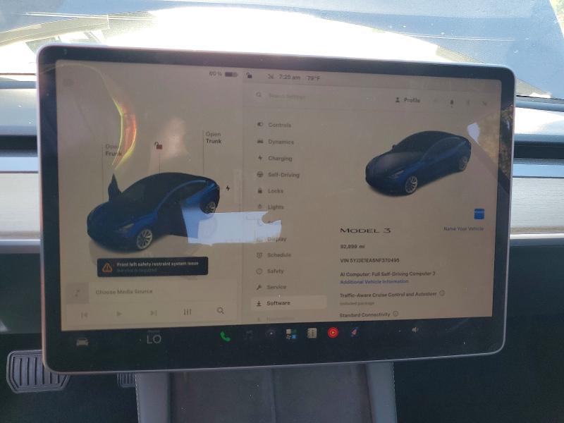2022 Tesla Model 3 მანქანა იყიდება აუქციონზე, vin: 5YJ3E1EA6NF370495, აუქციონის ნომერი: 61239826