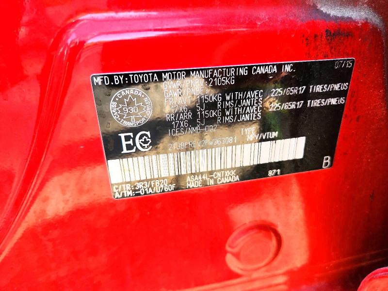 Продаж на аукціоні авто 2015 Toyota Rav4, vin: 2T3BFREV2FW363081, номер лоту: 60645376