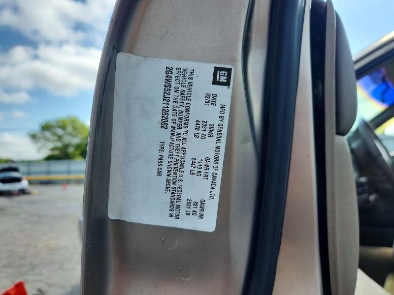 2001 Buick Century მანქანა იყიდება აუქციონზე, vin: 2G4WS52J211262062, აუქციონის ნომერი: 61879146