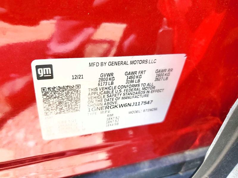 Продаж на аукціоні авто 2022 Chevrolet Traverse, vin: 1GNERGKW6NJ117547, номер лоту: 60686906