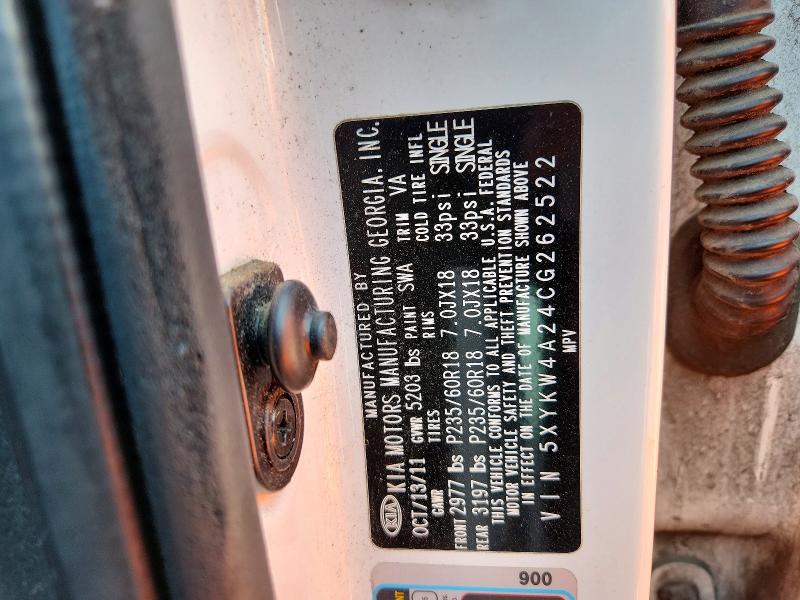 2012 Kia Sorento მანქანა იყიდება აუქციონზე, vin: 5XYKW4A24CG262522, აუქციონის ნომერი: 61755006