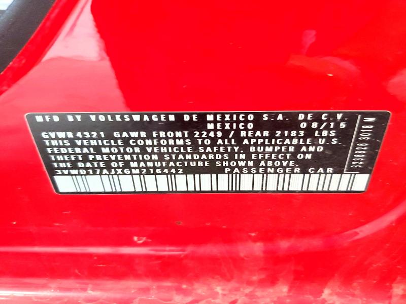 58618586 :رقم المزاد ، 3VWD17AJXGM216442 vin ، 2016 Volkswagen Jetta مزاد بيع