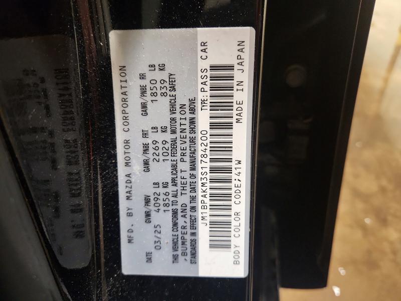 Продаж на аукціоні авто 2025 Mazda 3, vin: JM1BPAKM3S1784200, номер лоту: 59342556