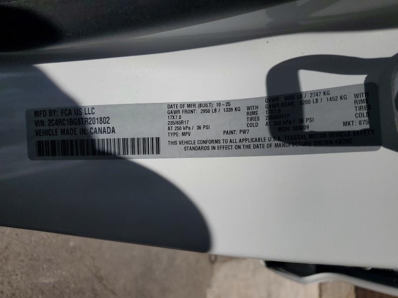 60755206 :رقم المزاد ، 2C4RC1BG8TR201802 vin ، 2026 Chrysler Pacifica مزاد بيع