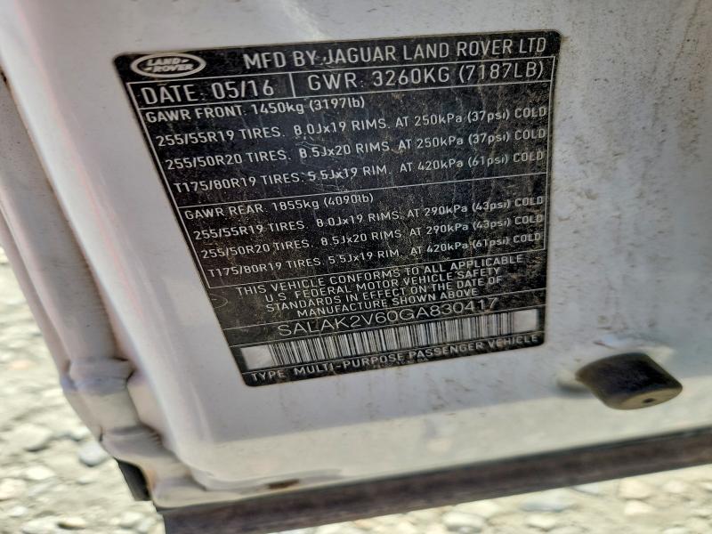 Продажа на аукционе авто 2016 Land Rover Lr4, vin: SALAK2V60GA830417, номер лота: 60530366