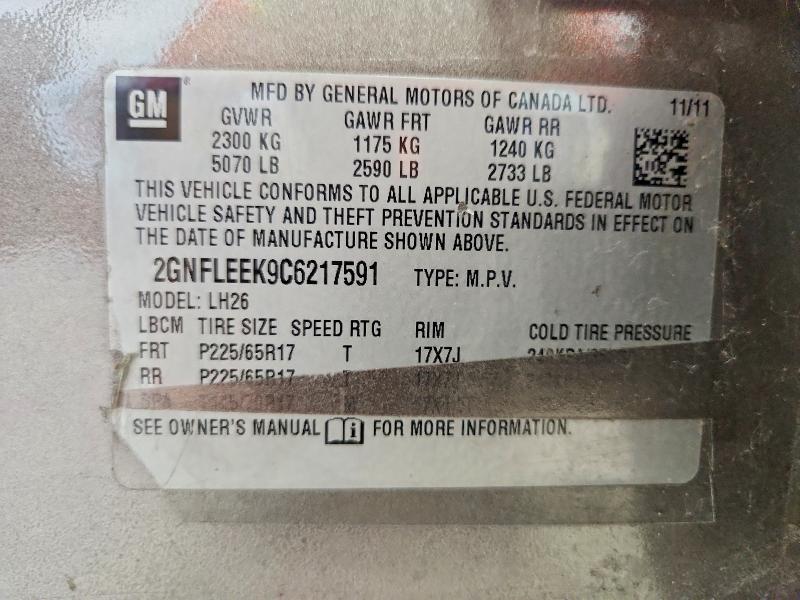 Продажа на аукционе авто 2012 Chevrolet Equinox, vin: 2GNFLEEK9C6217591, номер лота: 60964786